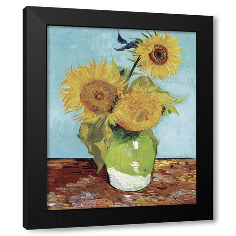 Van Gogh Sunflowers V Black Modern Wood Framed Art Print with Double Matting by Van Gogh, Vincent