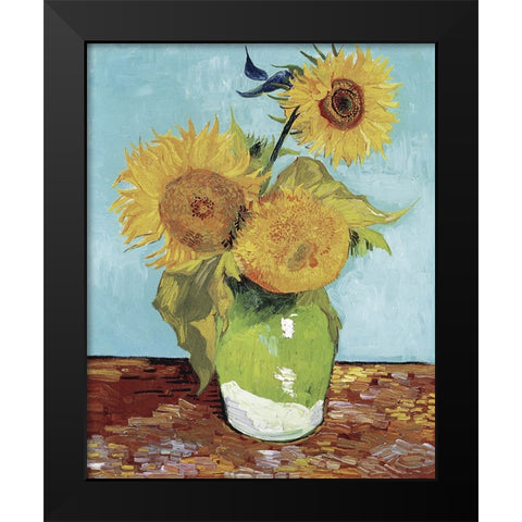 Van Gogh Sunflowers V Black Modern Wood Framed Art Print by Van Gogh, Vincent