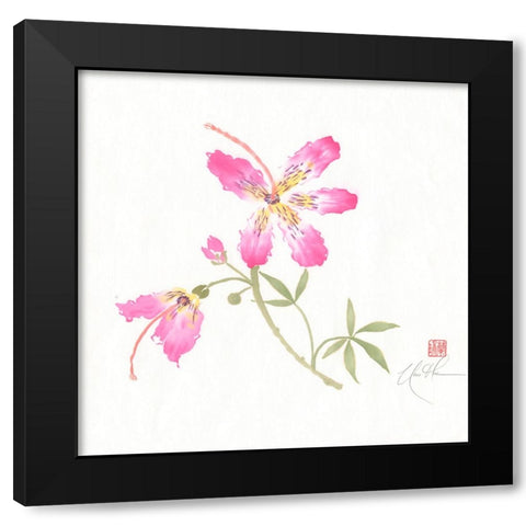 Silk I Black Modern Wood Framed Art Print with Double Matting by Rae, Nan