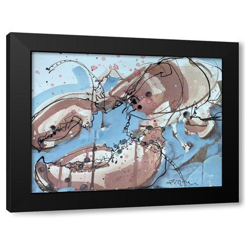 Lobster on Blue I Black Modern Wood Framed Art Print with Double Matting by Ferrell, Erin McGee