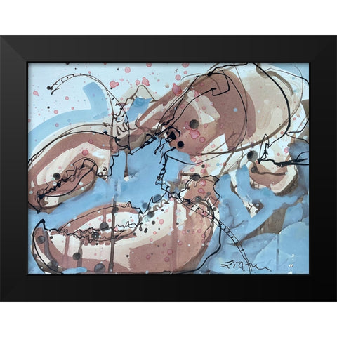 Lobster on Blue I Black Modern Wood Framed Art Print by Ferrell, Erin McGee
