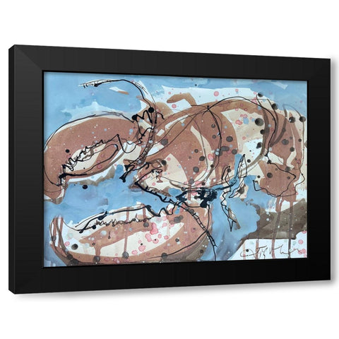 Lobster on Blue II Black Modern Wood Framed Art Print by Ferrell, Erin McGee