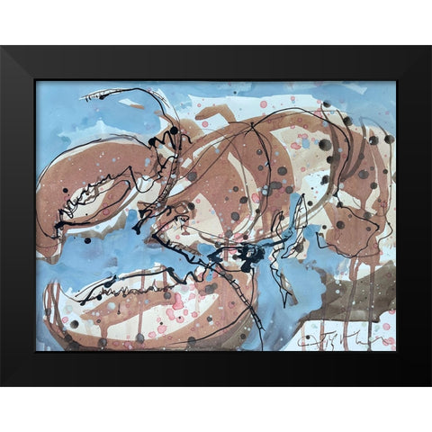 Lobster on Blue II Black Modern Wood Framed Art Print by Ferrell, Erin McGee