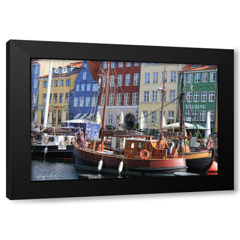 Copenhagan Nyhavn I Black Modern Wood Framed Art Print with Double Matting by Lind, Suzan