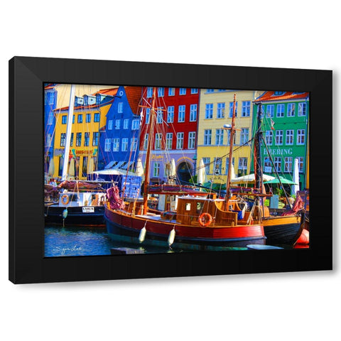 Copenhagan Nyhavn II Black Modern Wood Framed Art Print by Lind, Suzan