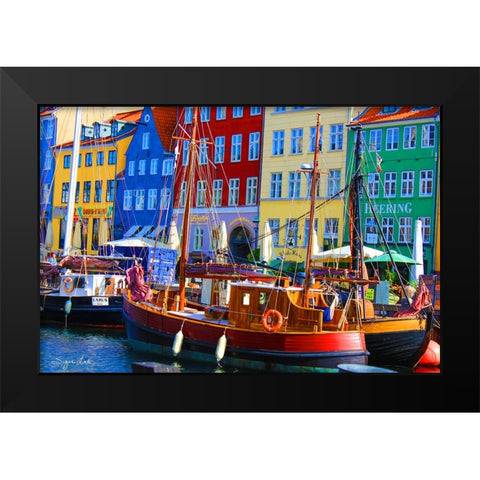 Copenhagan Nyhavn II Black Modern Wood Framed Art Print by Lind, Suzan