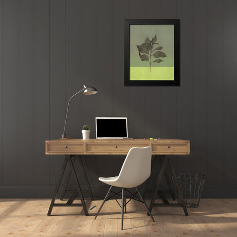 Leaves Green II Black Modern Wood Framed Art Print by Bagnato, Judi