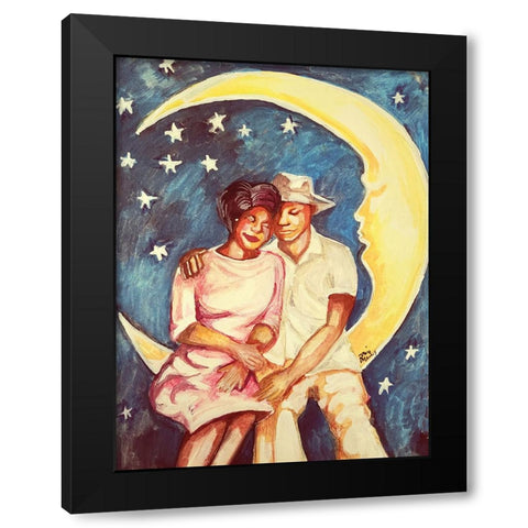 Love Over the Moon I Black Modern Wood Framed Art Print by McGee, Janie