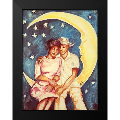 Love Over the Moon I Black Modern Wood Framed Art Print by McGee, Janie