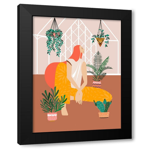 Boho Girl I Black Modern Wood Framed Art Print with Double Matting by Arctic Frame