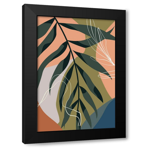 Boho Leaves II Black Modern Wood Framed Art Print with Double Matting by Arctic Frame