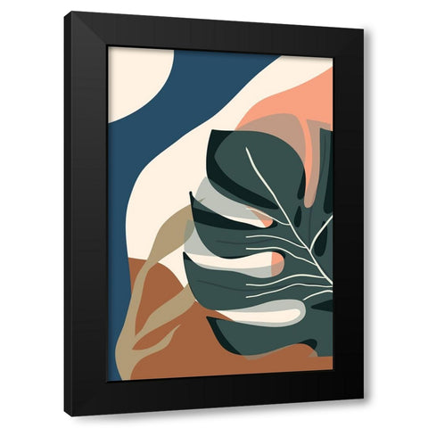 Boho Leaves III Black Modern Wood Framed Art Print with Double Matting by Arctic Frame