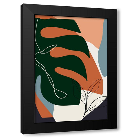 Boho Leaves IV Black Modern Wood Framed Art Print with Double Matting by Arctic Frame