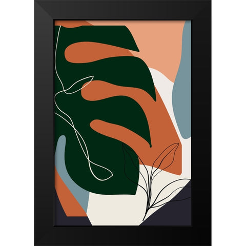 Boho Leaves IV Black Modern Wood Framed Art Print by Arctic Frame