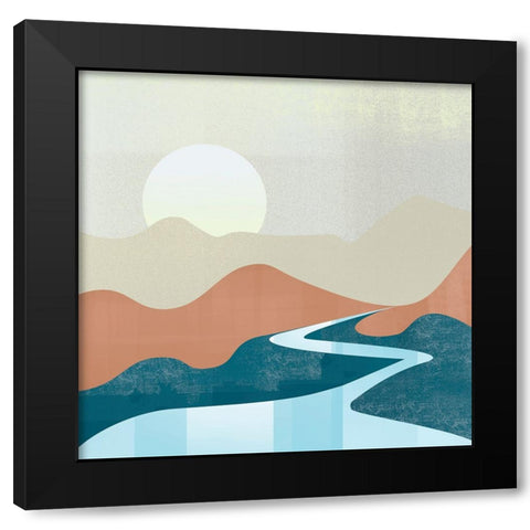 Peaceful Landscape I Black Modern Wood Framed Art Print with Double Matting by Arctic Frame
