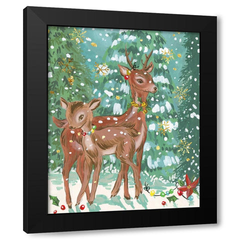 Doe and Fawn II Black Modern Wood Framed Art Print by Wang, Melissa