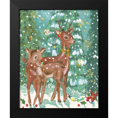 Doe and Fawn II Black Modern Wood Framed Art Print by Wang, Melissa