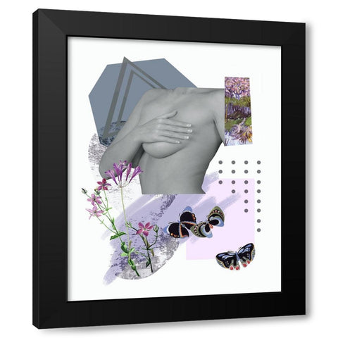 A Unique Butterfly II Black Modern Wood Framed Art Print with Double Matting by Wang, Melissa