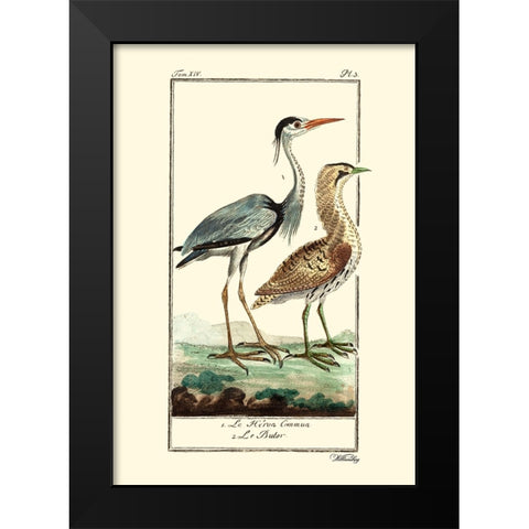 Custom Buffon Cranes And Herons III Black Modern Wood Framed Art Print by Buffon