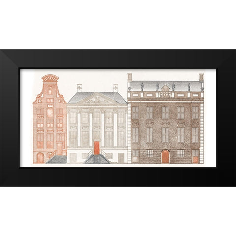 Amsterdam Canal Houses IV Black Modern Wood Framed Art Print by Teyler, Johan