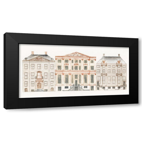 Amsterdam Canal Houses VI Black Modern Wood Framed Art Print by Teyler, Johan
