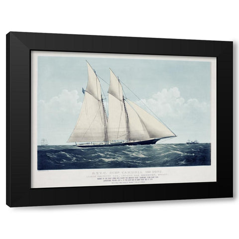 Antique Yachts I Black Modern Wood Framed Art Print with Double Matting by Vision Studio