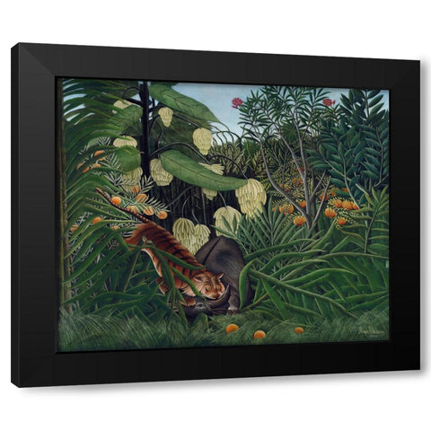 Rousseaus Jungle I Black Modern Wood Framed Art Print with Double Matting by Rousseau, Henri