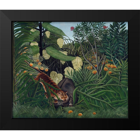Rousseaus Jungle I Black Modern Wood Framed Art Print by Rousseau, Henri