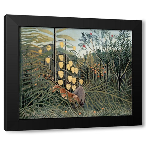 Rousseaus Jungle II Black Modern Wood Framed Art Print with Double Matting by Rousseau, Henri