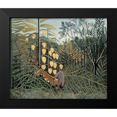 Rousseaus Jungle II Black Modern Wood Framed Art Print by Rousseau, Henri