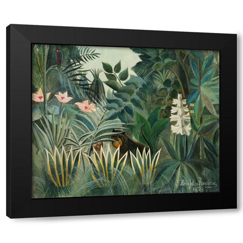 Rousseaus Jungle III Black Modern Wood Framed Art Print with Double Matting by Rousseau, Henri