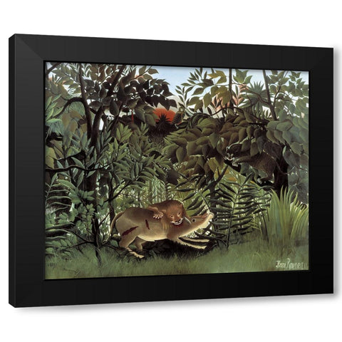 Rousseaus Jungle IV Black Modern Wood Framed Art Print with Double Matting by Rousseau, Henri