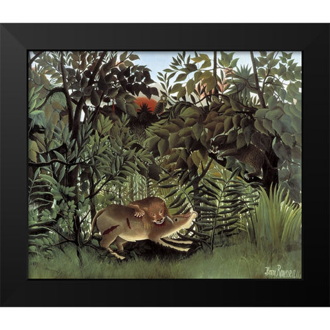 Rousseaus Jungle IV Black Modern Wood Framed Art Print by Rousseau, Henri