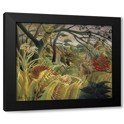 Rousseaus Jungle V Black Modern Wood Framed Art Print with Double Matting by Rousseau, Henri