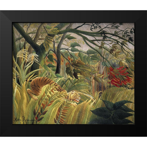 Rousseaus Jungle V Black Modern Wood Framed Art Print by Rousseau, Henri
