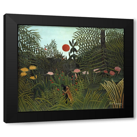 Rousseaus Jungle VI Black Modern Wood Framed Art Print by Rousseau, Henri