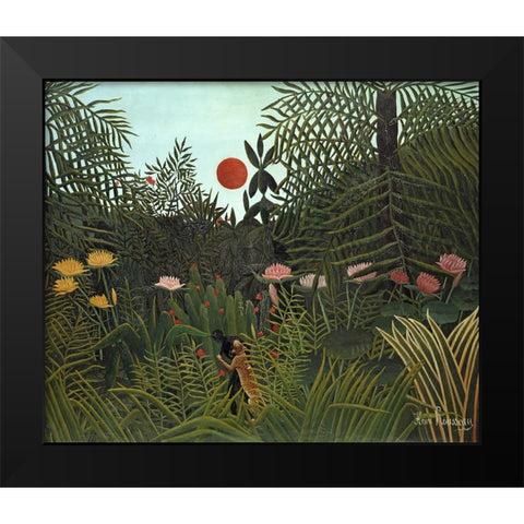 Rousseaus Jungle VI Black Modern Wood Framed Art Print by Rousseau, Henri