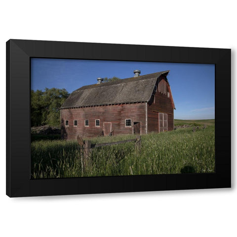 Rustic Palouse Barn II Black Modern Wood Framed Art Print with Double Matting by Drost, David
