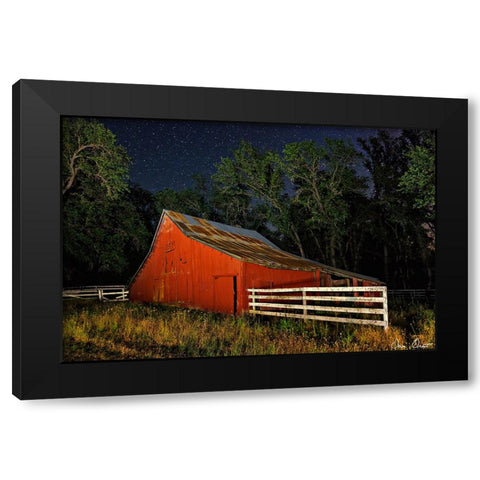 Red Burn at Night Black Modern Wood Framed Art Print with Double Matting by Drost, David