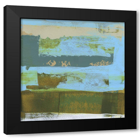 Green Abstract Fields I Black Modern Wood Framed Art Print with Double Matting by Gordon, Sharon