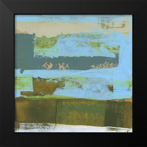 Green Abstract Fields I Black Modern Wood Framed Art Print by Gordon, Sharon