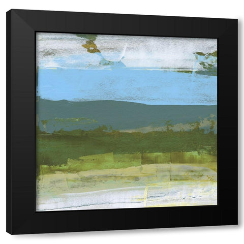 Green Abstract Fields II Black Modern Wood Framed Art Print with Double Matting by Gordon, Sharon