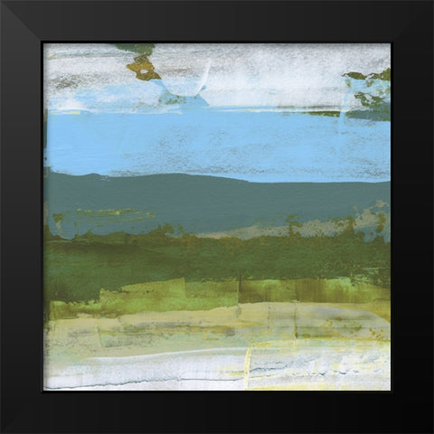 Green Abstract Fields II Black Modern Wood Framed Art Print by Gordon, Sharon