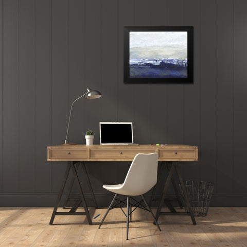 Blue Glimpse Black Modern Wood Framed Art Print by Gordon, Sharon