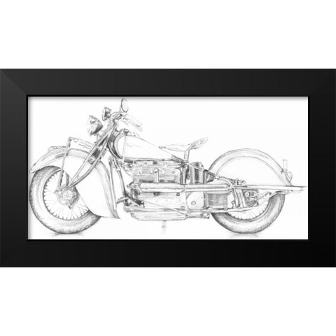 Motorcycle Sketch II Black Modern Wood Framed Art Print by Meagher, Megan