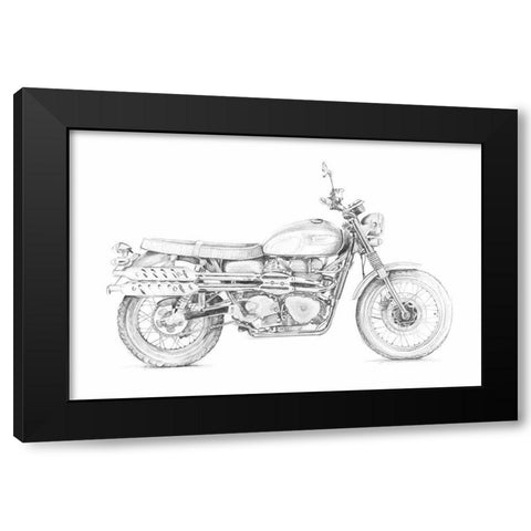 Motorcycle Sketch III Black Modern Wood Framed Art Print by Meagher, Megan