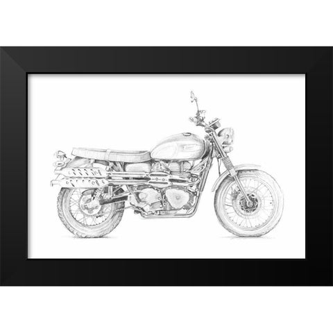 Motorcycle Sketch III Black Modern Wood Framed Art Print by Meagher, Megan