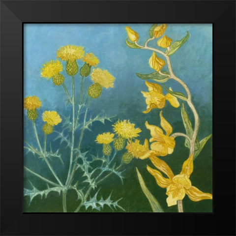 Azure Blooms II Black Modern Wood Framed Art Print by Meagher, Megan