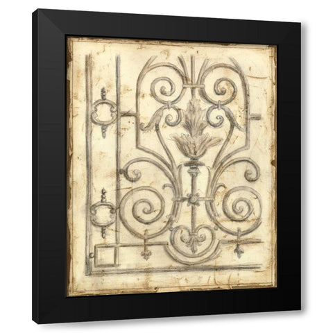 Decorative Iron Sketch III Black Modern Wood Framed Art Print with Double Matting by Meagher, Megan