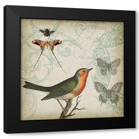 Cartouche and Wings I Black Modern Wood Framed Art Print with Double Matting by Goldberger, Jennifer